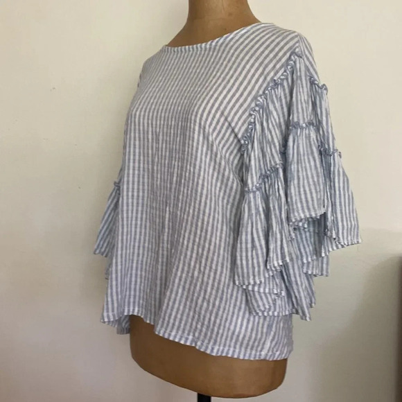 Pilcro sz S Sybil striped seersucker flounce open back tie excellent condition - Picture 7 of 11